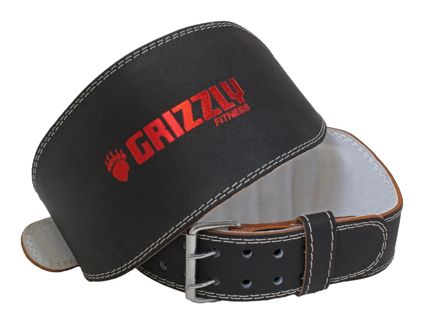 Grizzly Fitness Enforcer Ceinture de musculation rembourrée en cuir véritable pour homme et femme