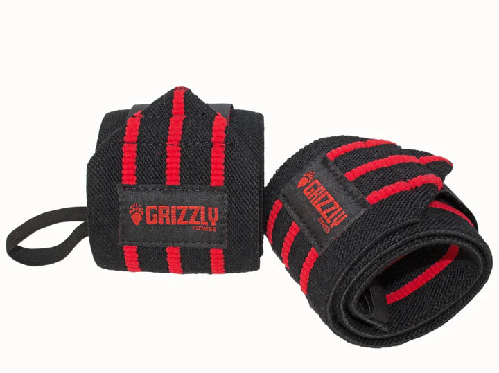 Grizzly Fitness Pro 3" Heavy Duty Red Line Weightlifting Wristbands for Men and Women (20" Long Pair One Size Fits All)